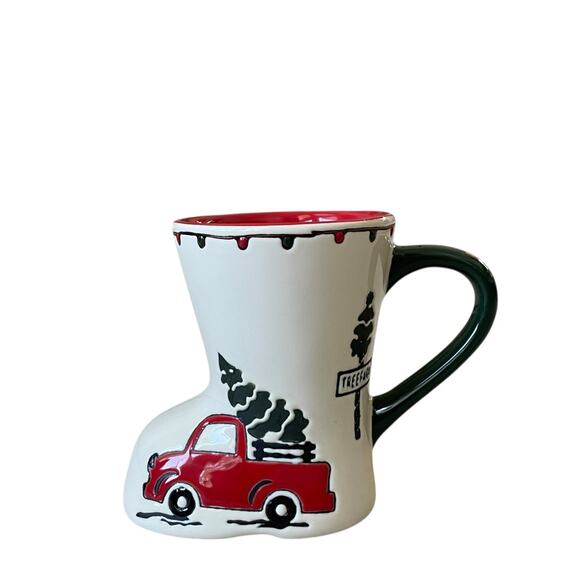 Potter's Studio Red Truck w Christmas Trees Boot-Shaped Coffee Mug 12oz Set of 2 - Picture 14 of 14